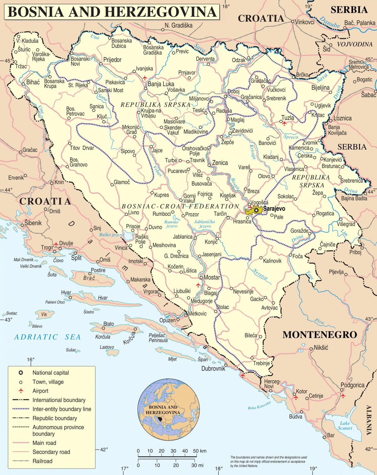 地図のボスニア