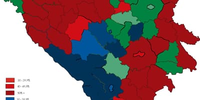 ボスニアの宗教の地図