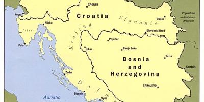 地図のボスニア-ヘルツェゴビナおよび周辺諸国